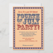 Oude Fashioned Fourth of Juli Celebration Party Kaart (Voorkant)