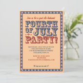 Oude Fashioned Fourth of Juli Celebration Party Kaart (Staand voorkant)