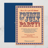Oude Fashioned Fourth of Juli Celebration Party Kaart (Voorkant / Achterkant)