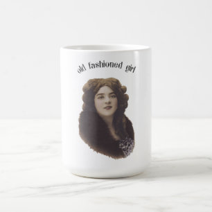 Oude Fashioned Girl  Beauful Woman Foto Koffiemok