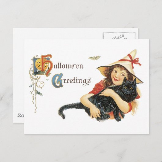 Oude Fashioned Halloween Greetings Briefkaart (Voorkant / Achterkant)