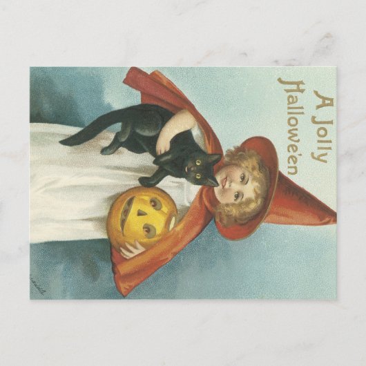 Oude Fashioned Halloween Jolly Little Witch Briefkaart (Voorkant)