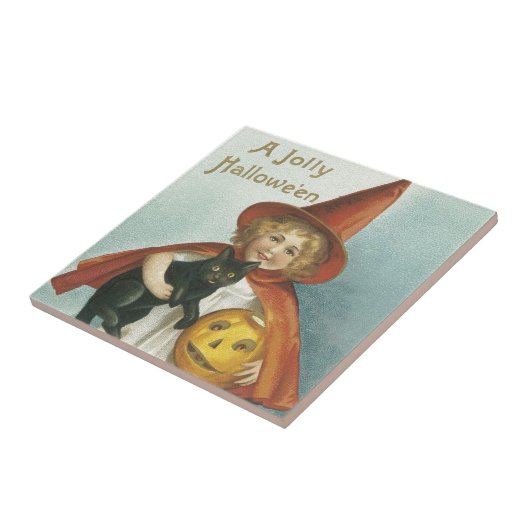 Oude Fashioned Halloween Jolly Little Witch Tegeltje (Zijkant)