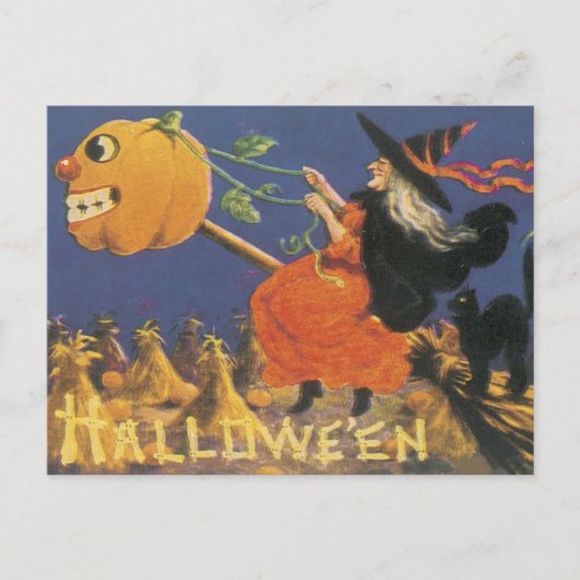 Oude Fashioned Halloween Witch Briefkaart (Voorkant)