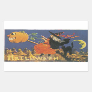 Oude Fashioned Halloween Witch Rechthoekige Sticker