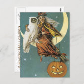 Oude Fashioned Halloween Witch & The Moon Briefkaart (Voorkant / Achterkant)