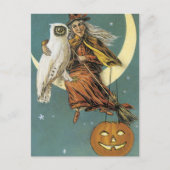 Oude Fashioned Halloween Witch & The Moon Briefkaart (Voorkant)