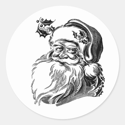 Oude Fashioned kerstman Ronde Sticker (Voorkant)