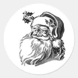 Oude Fashioned  kerstman Ronde Sticker