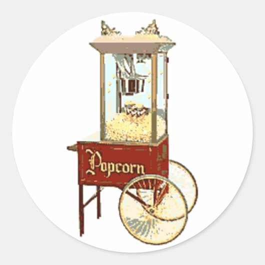 Oude fashioned Popcorn machine Ronde Sticker (Voorkant)