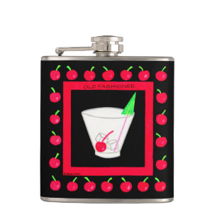 Oude Fashioned Retro Drink Cherry Name Persoonlijk Heupfles