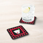 Oude Fashioned Retro Drink Red Cherries op Black Bier Onderzetter (Rechterzijde)