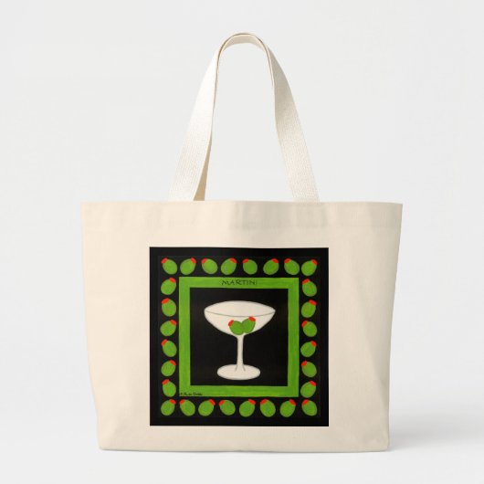Oude Fashioned Retro Drink Red Cherries op Black Grote Tote Bag (Voorkant)