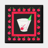 Oude Fashioned Retro Drink Red Cherries op Black Magneet (Voorkant)