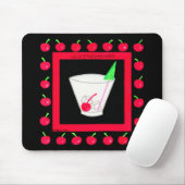 Oude Fashioned Retro Drink Red Cherries op Black Muismat (Met muis)