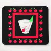 Oude Fashioned Retro Drink Red Cherries op Black Muismat (Voorkant)