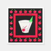Oude Fashioned Retro Drink Red Cherries op Black Servetten (Voorkant)
