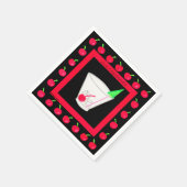 Oude Fashioned Retro Drink Red Cherries op Black Servetten (Hoek)