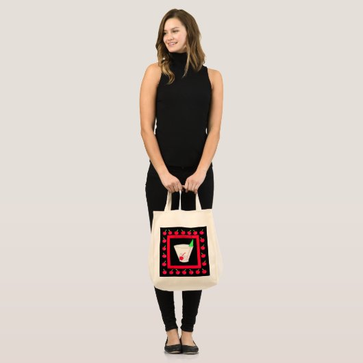 Oude Fashioned Retro Drink Red Cherries op Black Tote Bag (Voorkant (model))