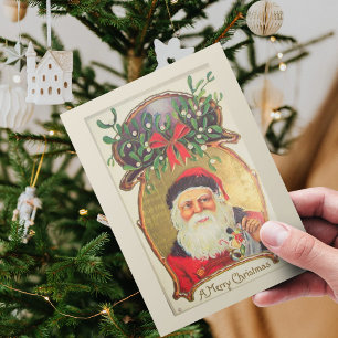 Oude Fashioned Retro kerstkerstkerstkerstman Amela Feestdagenkaart