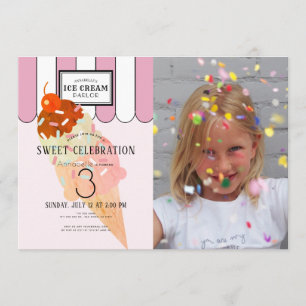 Oude Fashioned roze Ice Cream Parlor Photo Birthda Kaart