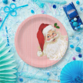 Oude Fashioned Santa Claus Red & White Stripe Papieren Bordje (Feest)