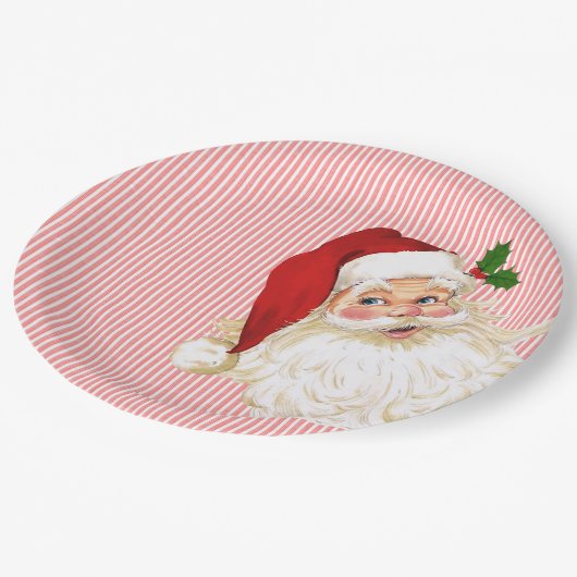 Oude Fashioned Santa Claus Red & White Stripe Papieren Bordje (Gekanteld)