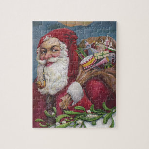 Oude Fashioned Santa met Pipe Legpuzzel