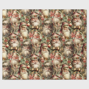 Oude Fashioned Santa's met Wreaten Cadeaupapier
