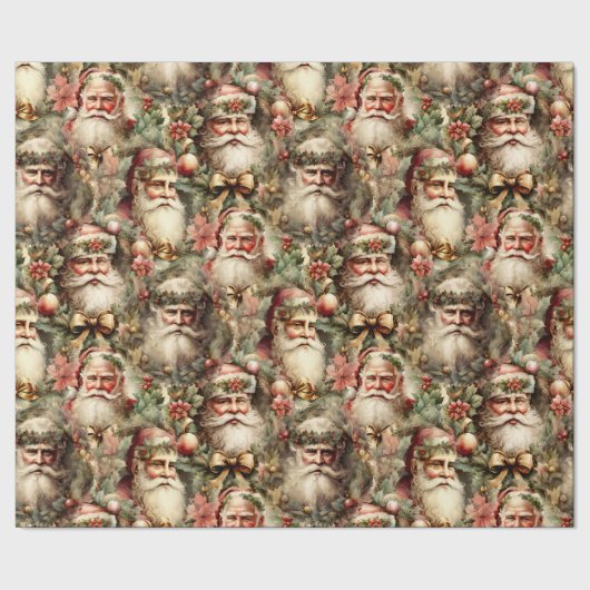 Oude Fashioned Santa's met Wreaten Cadeaupapier (Zoom)