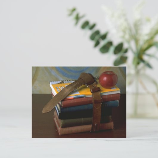 Oude Fashioned School Books Briefkaart (Staand voorkant)