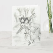 Oude fashioned Skaters Feestdagen Kaart (Voorkant)