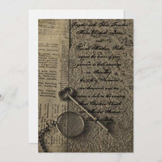 Oude Fashioned Steampunk Wedding Invitations Kaart (Voorkant / Achterkant)