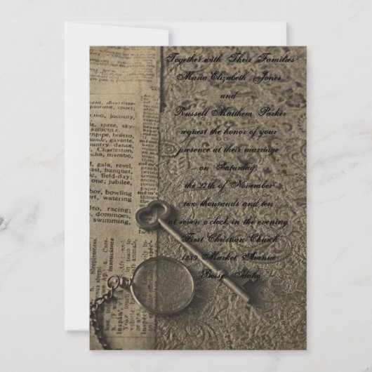 Oude Fashioned Steampunk Wedding Invitations Kaart (Voorkant)