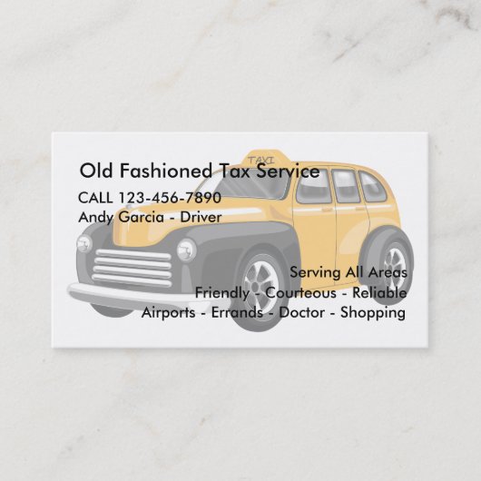 Oude Fashioned Taxi Visitekaartjes (Voorkant)