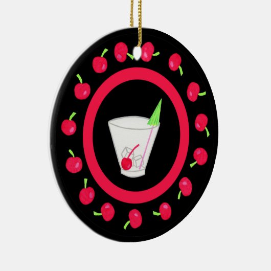 Oude Fashned Retro Drink Art Red Name Persoonlijk Keramisch Ornament (Rechts)