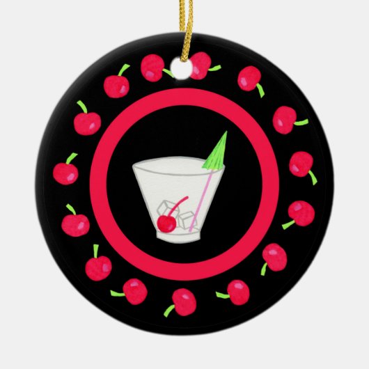 Oude Fashned Retro Drink Art Red Name Persoonlijk Keramisch Ornament (Voorkant)