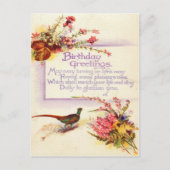 Oude fazant 1917 Verjaardag heide Briefkaart (Voorkant)