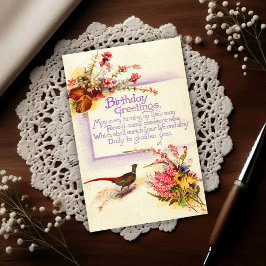 Oude fazant 1917 Verjaardag heide Briefkaart