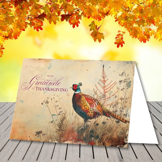 Oude Fazant in de Weide Thanksgiving Feestdagen Kaart