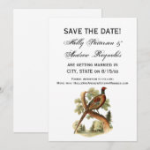 Oude fazant op tak met bomen tekening kleur save the date (Voorkant / Achterkant)