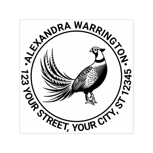 Oude Fazant Wild Vogel #2 Naam Retouradres Zelfinktende Stempel (Design)