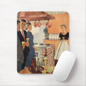 Oude feest in de keuken, bier en hapjes muismat (Met muis)