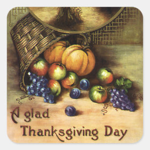 Oude feestdagen, een fijne Thanksgiving Day Vierkante Sticker