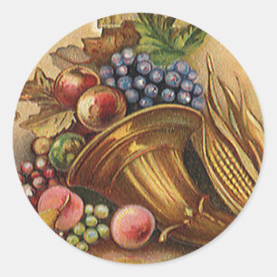 Oude feestdagen, Thanksgiving, oogst en pelgrim Ronde Sticker