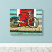 Oude fiets 14" x 11", 1.5", Enkelvoudig Canvas Afdruk (Insitu (Houten vloer))