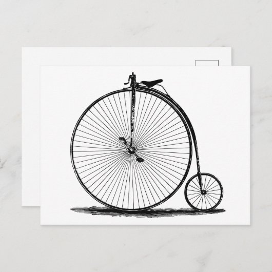 oude fiets |19e eeuwse penny farthing l briefkaart (Voorkant / Achterkant)