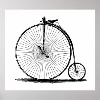 oude fiets |19e eeuwse penny farthing l poster