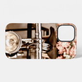 Oude fiets en bloemen vervagen op achtergrondproce iPhone hoesje (Achterkant horizontaal)