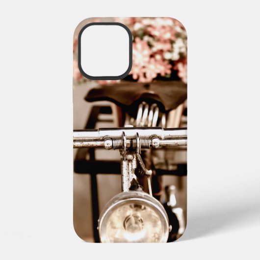 Oude fiets en bloemen vervagen op achtergrondproce iPhone hoesje (Achterkant)
